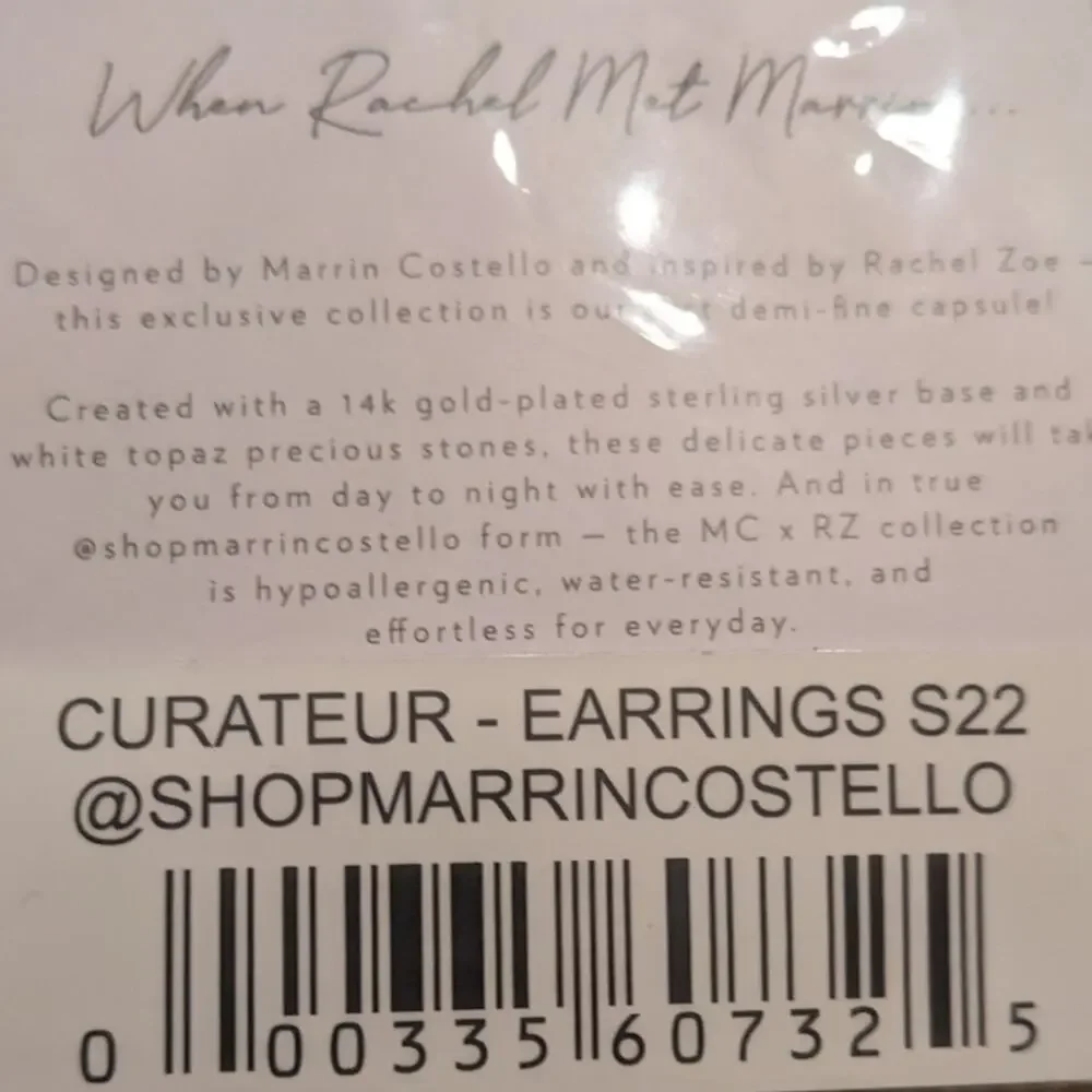 Marrin Costello Mystic hoops Earrings 14k gold plated hoops with Topaz - Picture 3 of 4